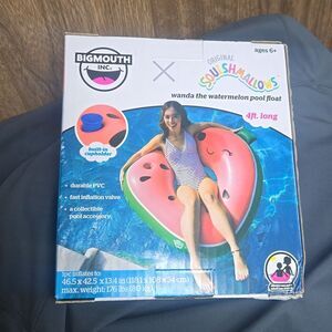 Squishmallow Wanda the watermelon pool float. NIB. 4 ft tall with cup holder.